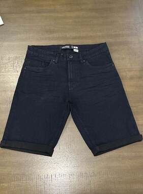 Cultura Men's Modern Fit Slim Stretch Denim Roll-Up Jean Shorts - Navy Black